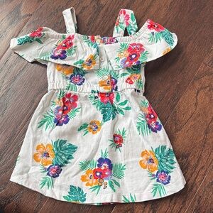 Old Navy White Tropical Floral Ruffle Sundress